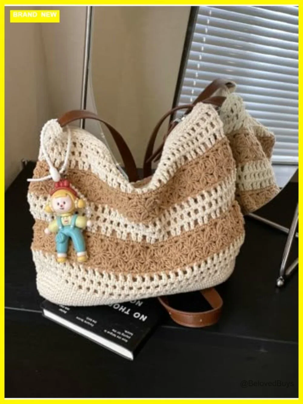 Boho Crochet Hobo Bag Woven Tote Handbag Cotton Knitted Shoulder Beach Summer